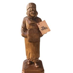 Rustic Brown Wooden Figure Sculpture